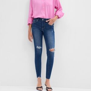 Gap Favorite Jeggings Stretch Distressed Mid-Rise Ankle Skinny Jeans, Size 8/29